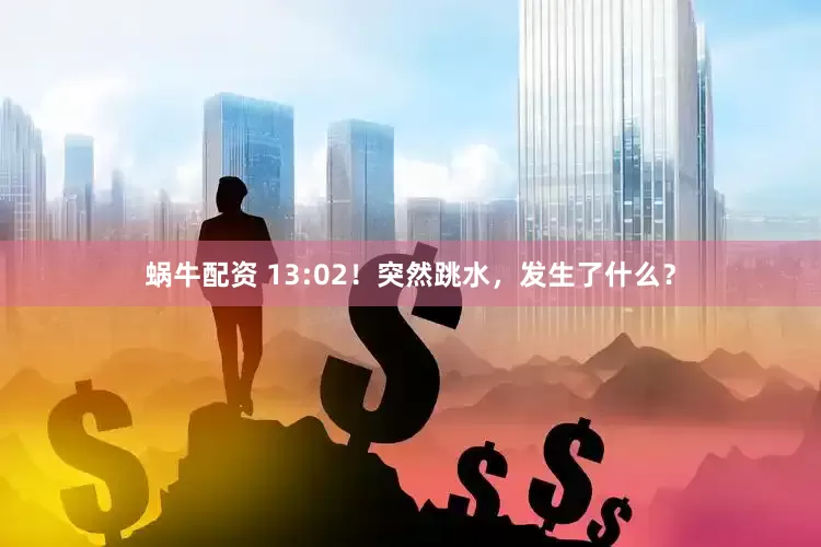 蜗牛配资 13:02！突然跳水，发生了什么？